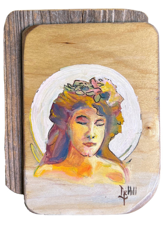 Flower Crown Wooden Cameo