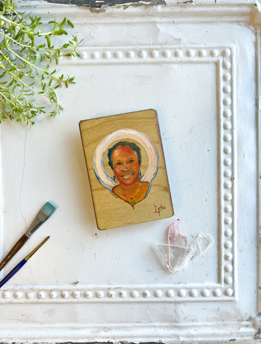 Kind Smile Abstract Portrait Wood Cameo